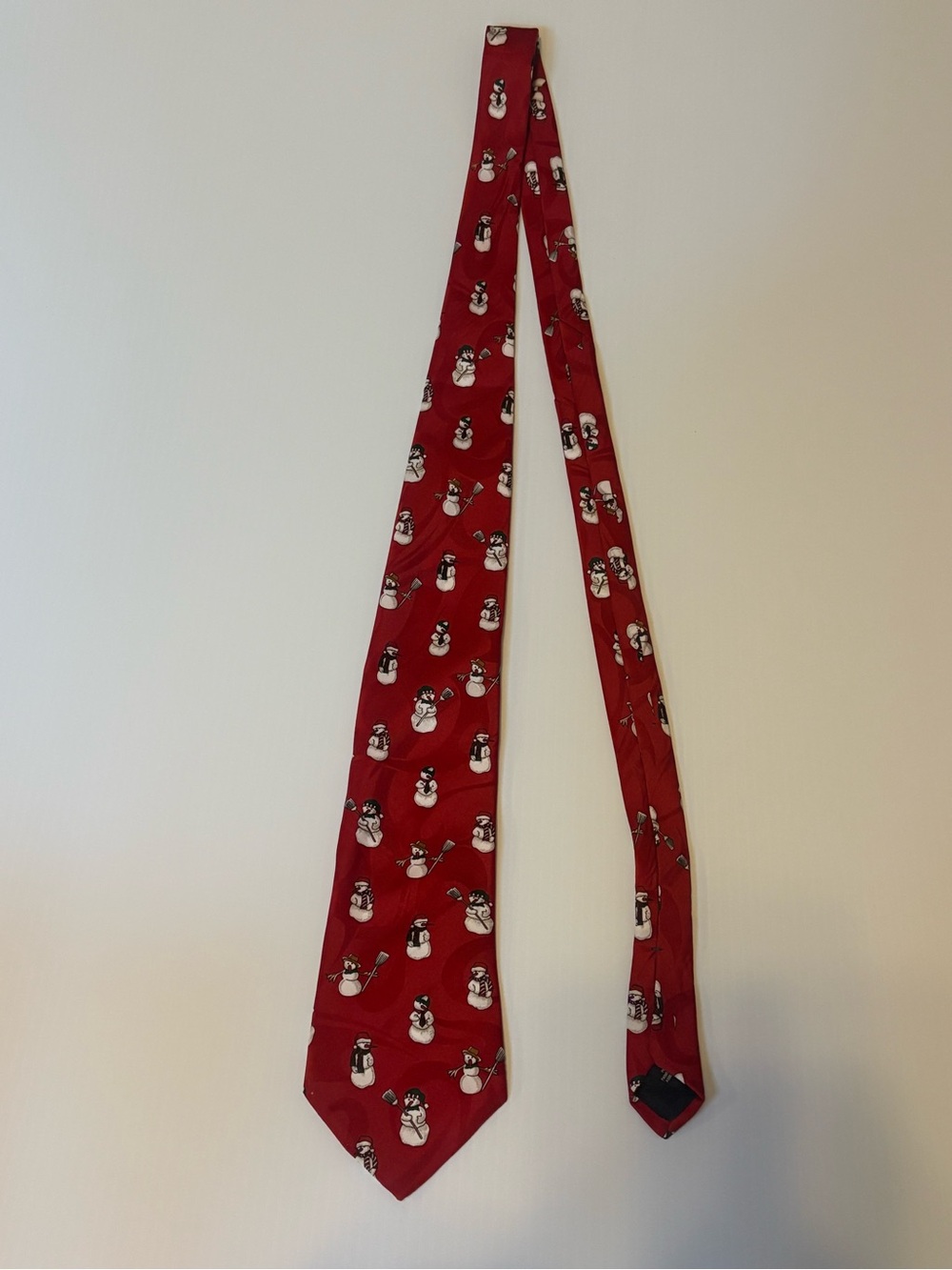 Festive Red Snowman Silk-Effect Tie - Unbranded
